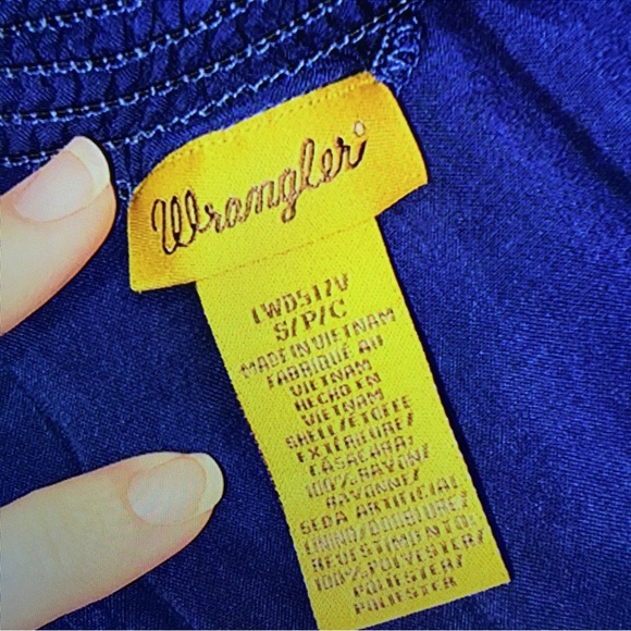 Wrangler Women's Navy Blue Off the Shoulder Tassel Fringe Dress Size Small - Picture 2 of 5